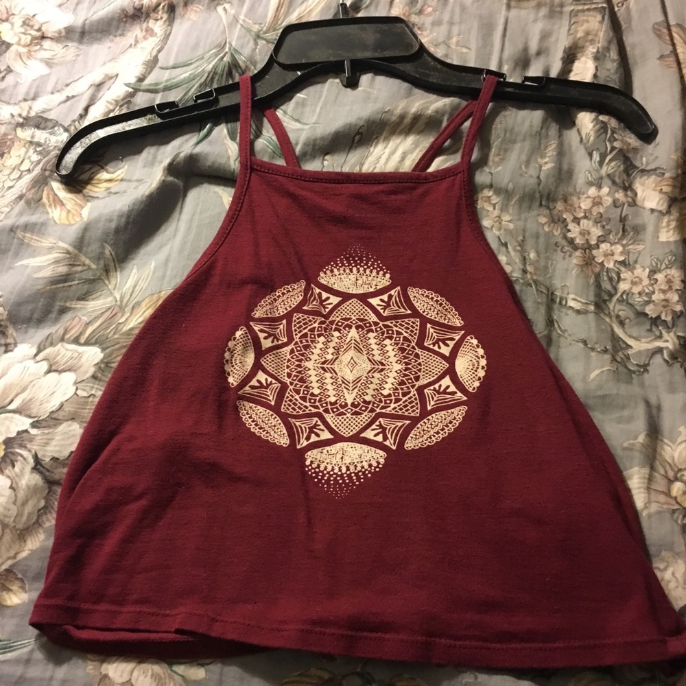 Maroon/ red printed crop top